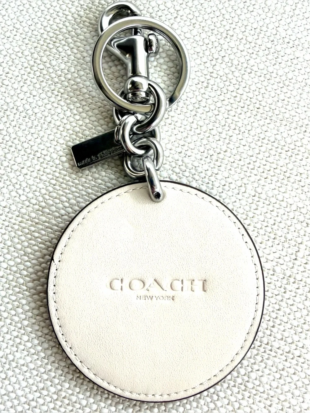 COACH Beach Ball Leather Bag Charm Keychain Red White Blue CU260